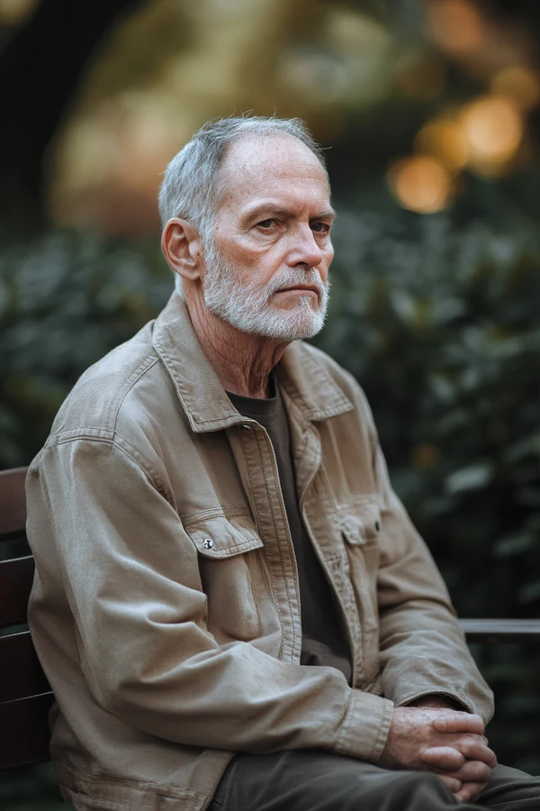 Medical solo fund — American man on hospital bench, moment of resolve after finding financial solution